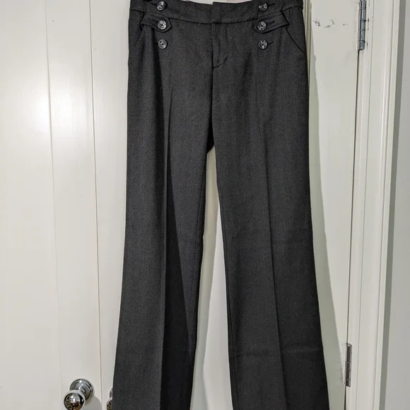 Anthropologie Gray Herringbone Boot Cut Pants Sz 4 - Picture 2 of 14